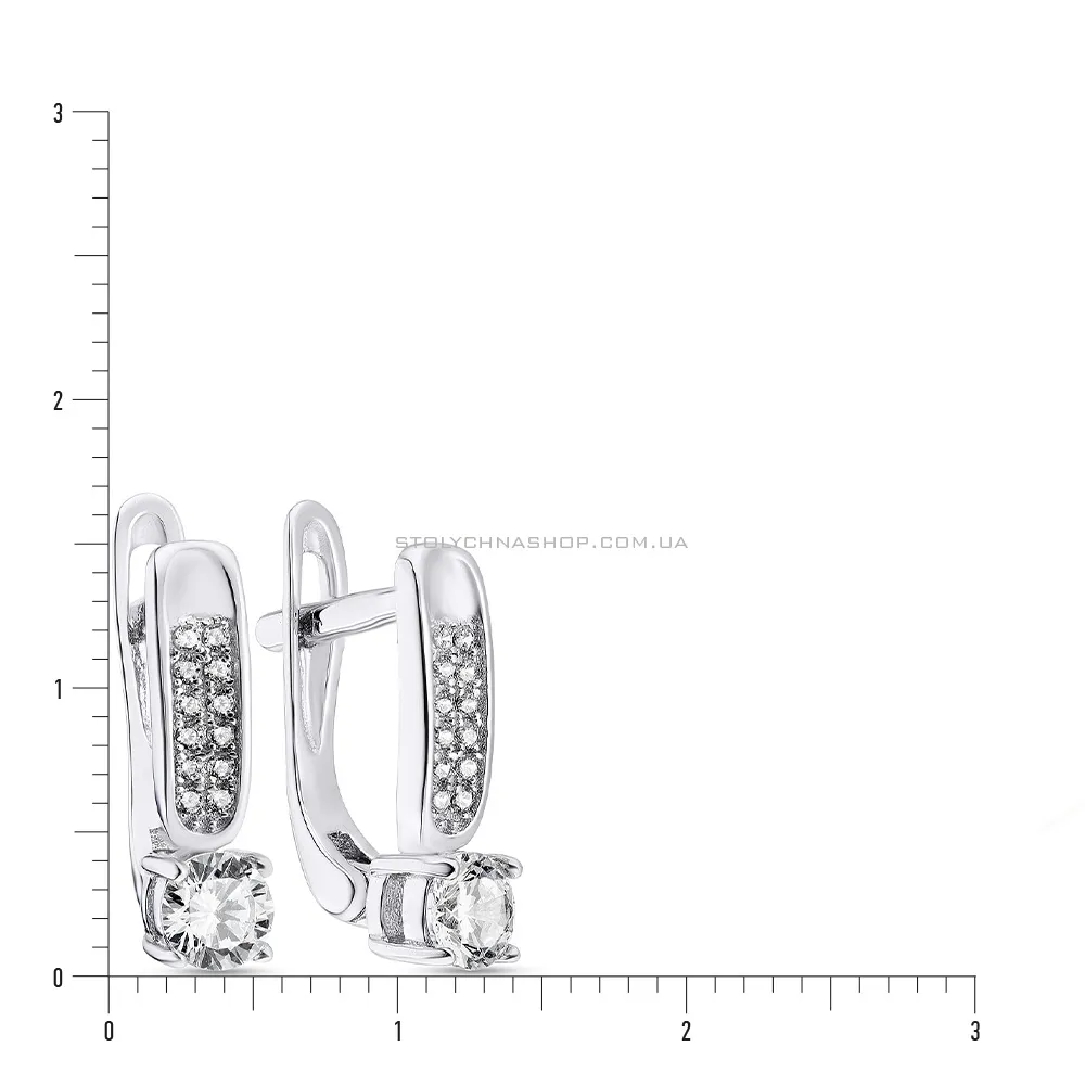 Сережки срібні з фіанітами (арт. 7502/3645) - 2 - цена