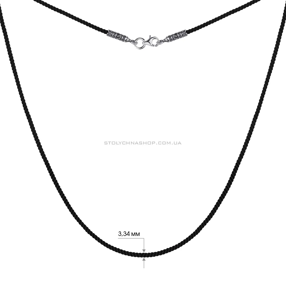 Ювелірний шнурок шовковий з срібним замком (арт. 7307/79036-226-ч) - 2 - цена