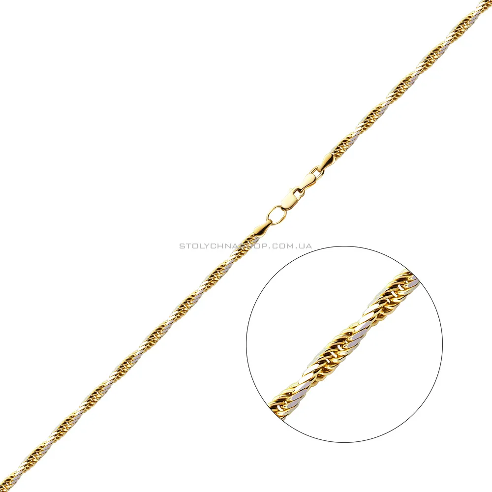 Ланцюжок плетіння Джгут з жовтого золота з родіюванням (арт. ц3017703жр) - цена
