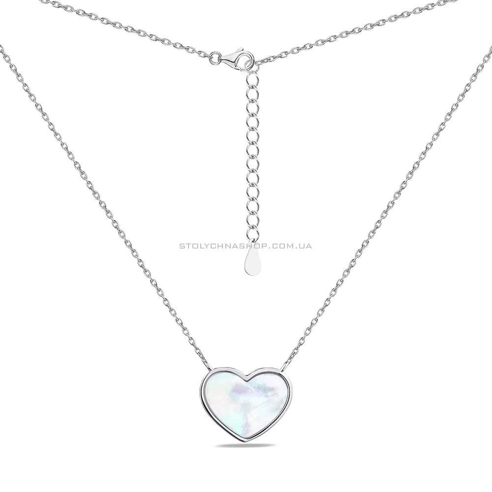 Срібне кольє "Серце" з перламутром (арт. 7507/1472п) - 2 - цена