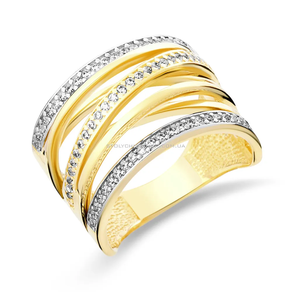 Массивное золотое кольцо Синергия с фианитами (арт. 140601ж) - цена