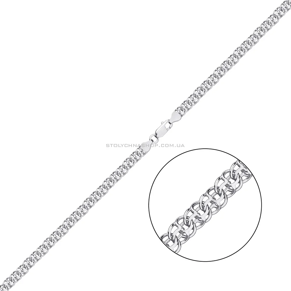Серебряная цепь плетения двойной Бисмарк (арт. 03020421п) - цена