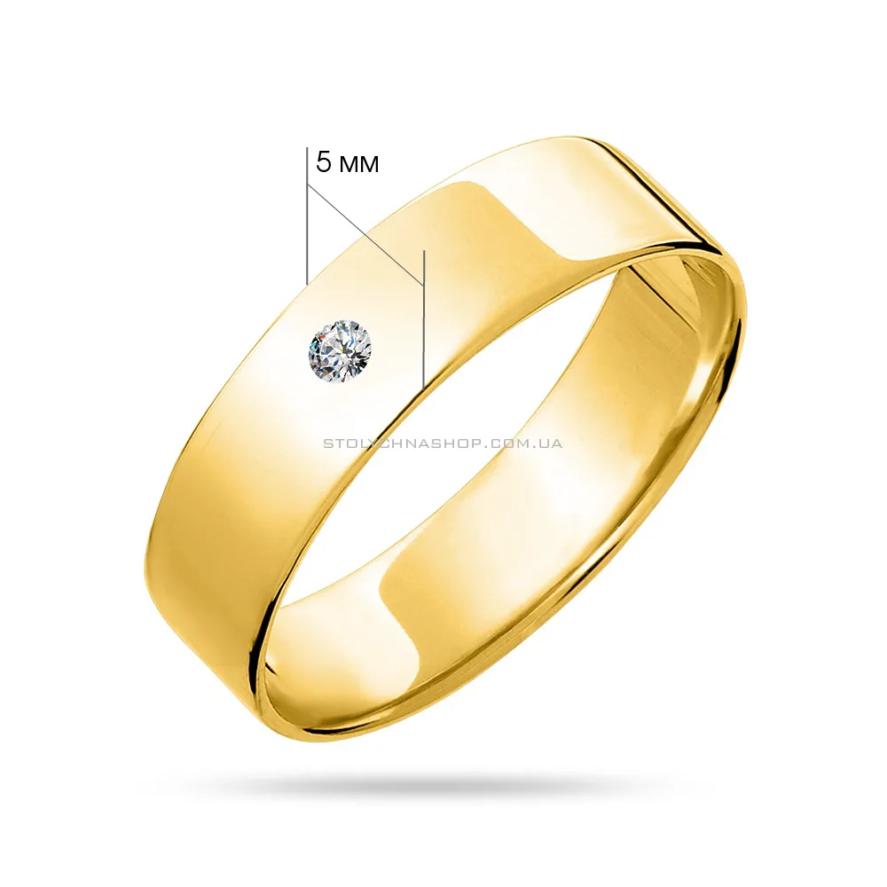Обручальное золотое кольцо с бриллиантом 1 карат (арт. К239180ж) - 2 - цена