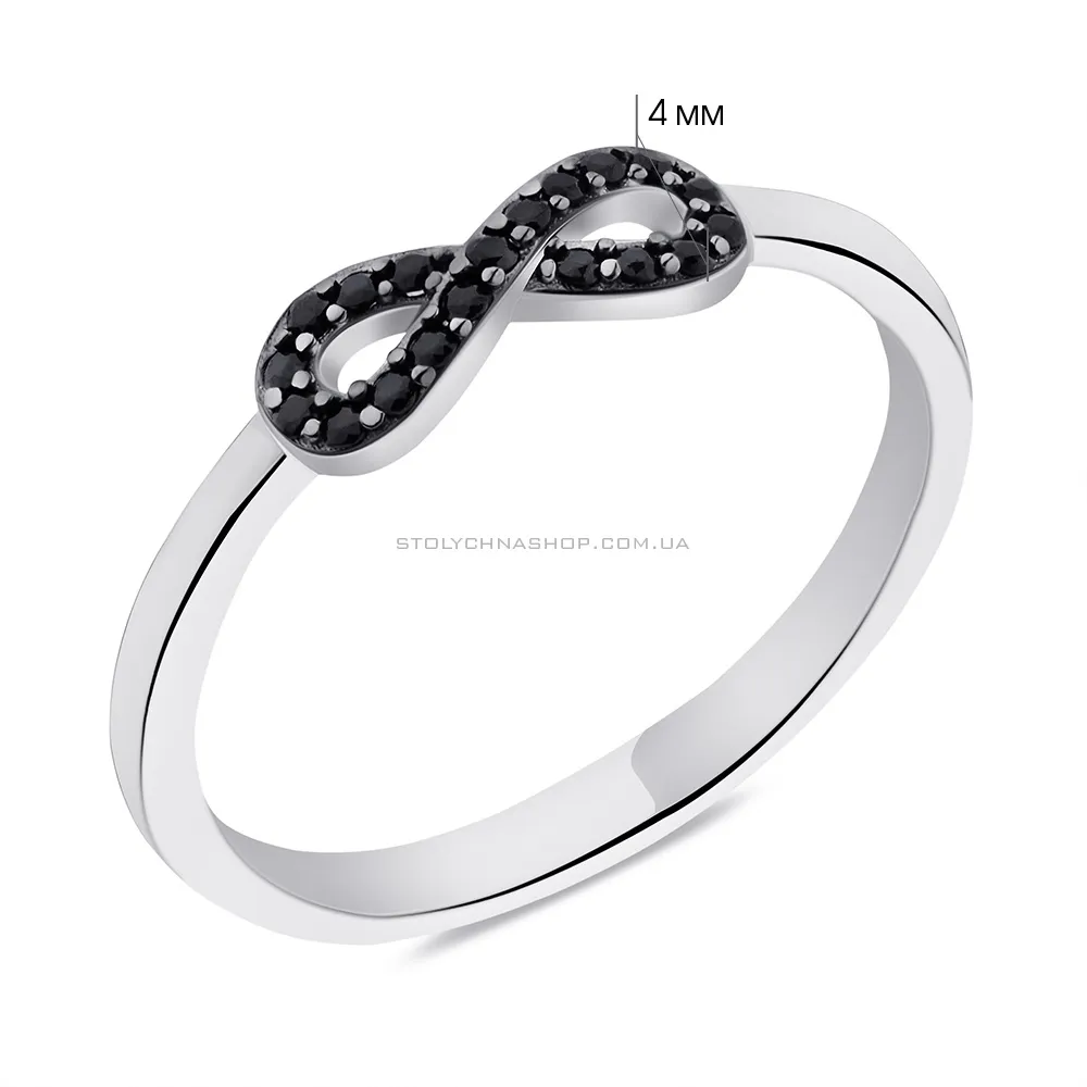 Кольцо из серебра Бесконечность с фианитами (арт. 7501/6282ч) - 2 - цена