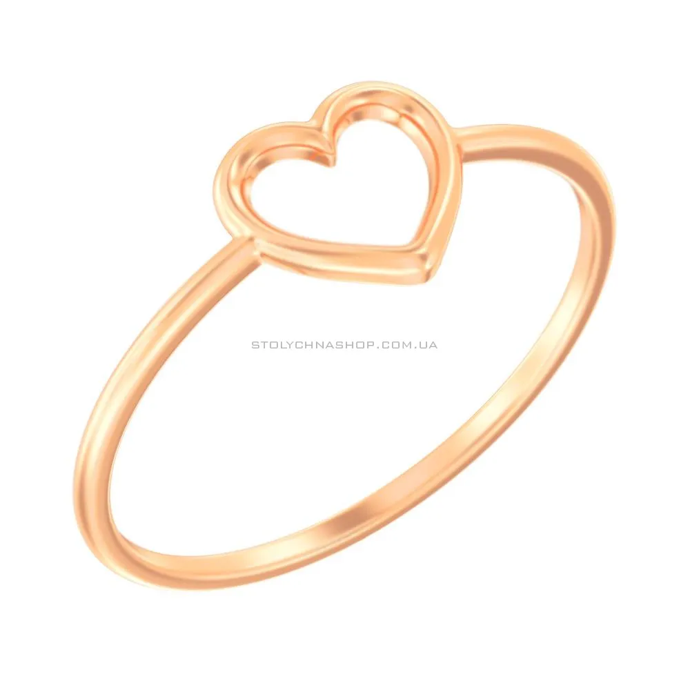 Тонкое кольцо из золота "Сердце" без камней  (арт. 140832) - цена
