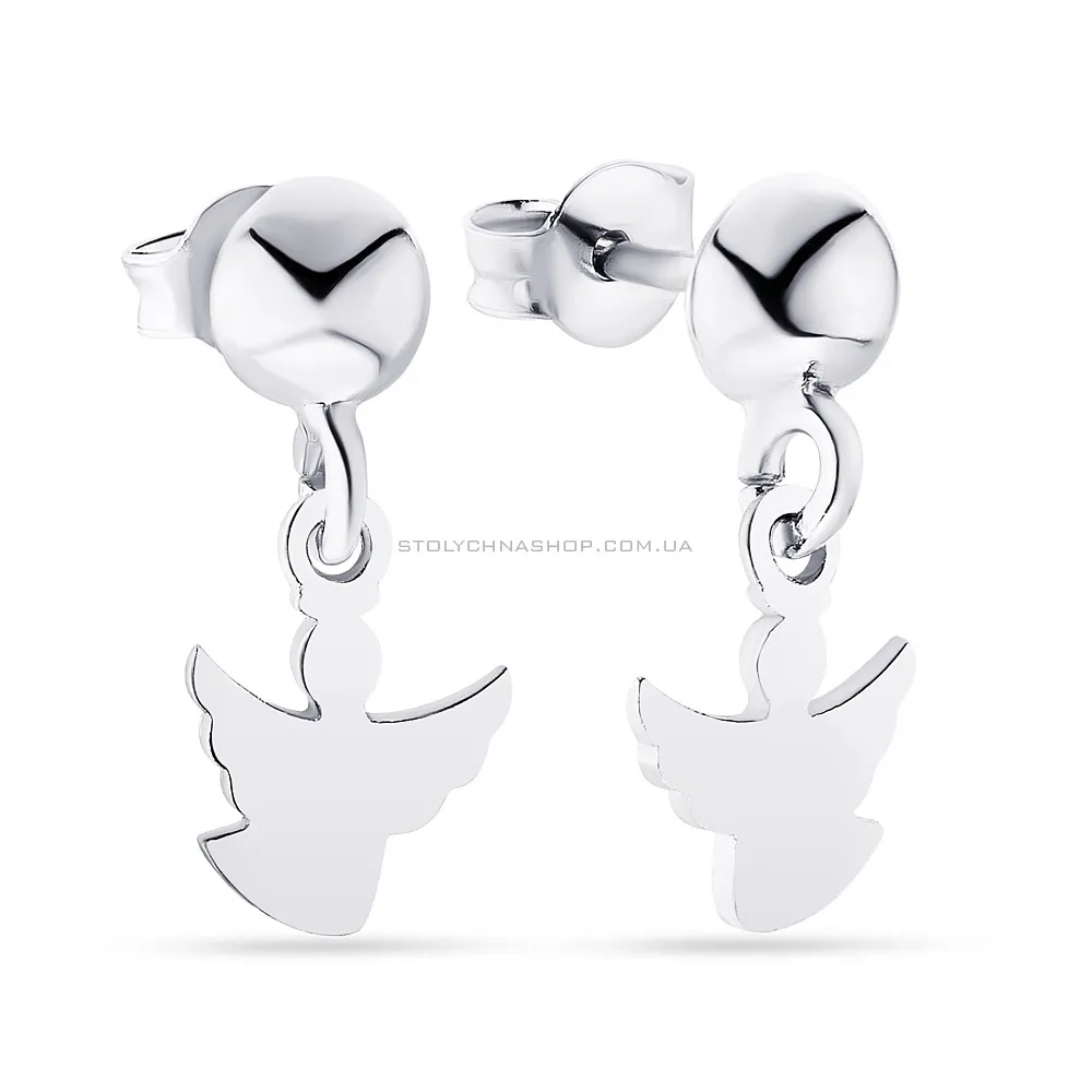 Серебряные сережки-подвески «Ангелы»  (арт. 7518/5435) - цена