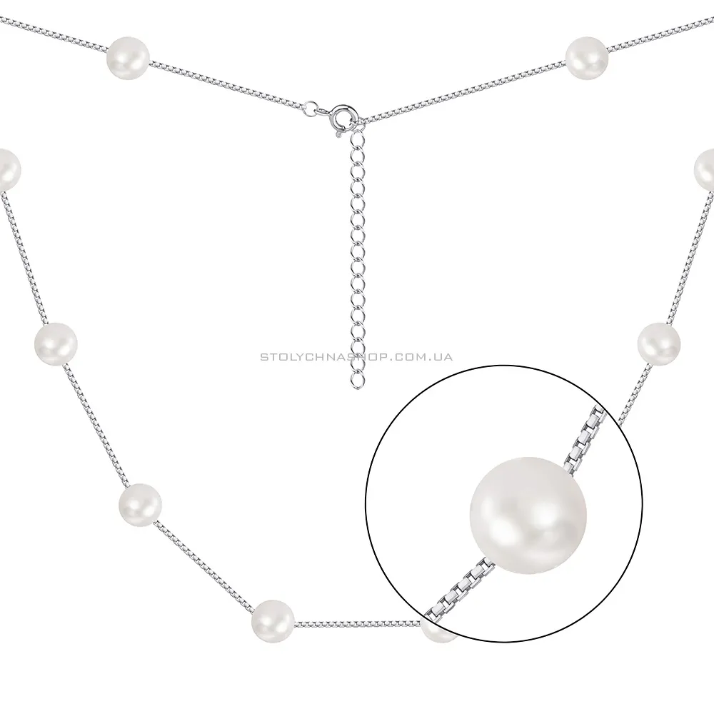 Срібне кольє з перлинами  (арт. 7507/1355жб) - цена