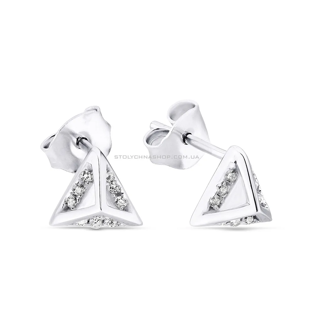 Срібні сережки з фіанітами "Трикутники" (арт. 7518/5372) - цена
