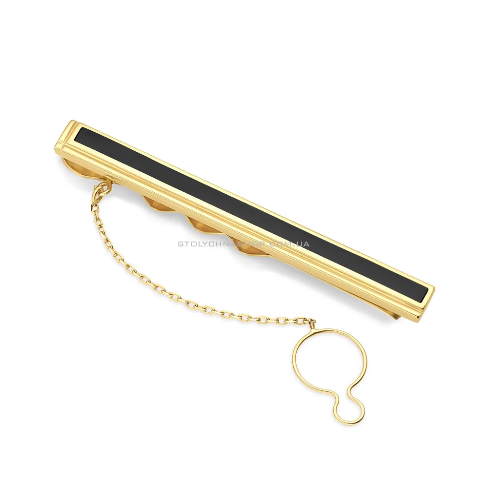 Затискач для краватки з жовтого золота з емаллю (арт. 200082жеч) - цена