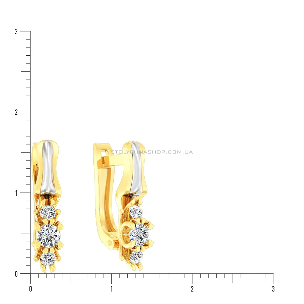 Золоті сережки з фіанітами (арт. 118800ж) - 2 - цена