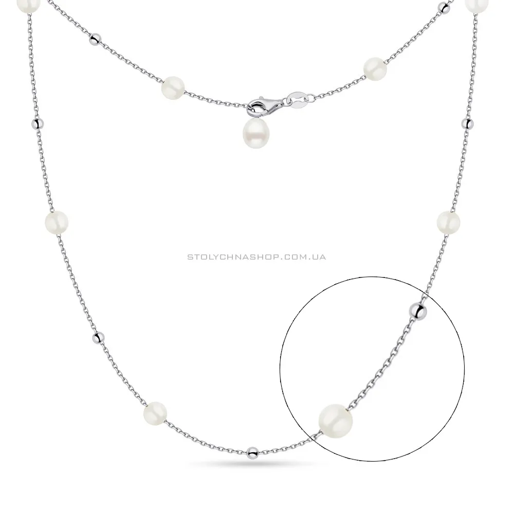 Кольє зі срібла з перлами  (арт. 7507/1434жб) - цена