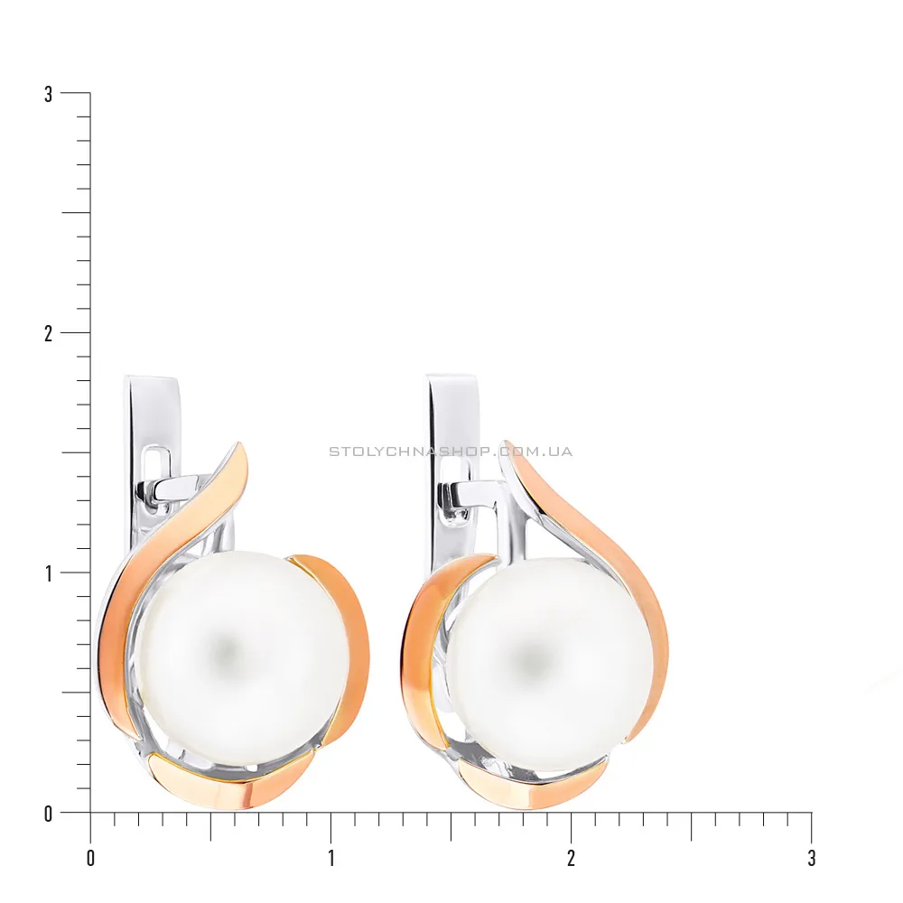 Срібні сережки з перлами (арт. 7202/260жбсп) - 2 - цена