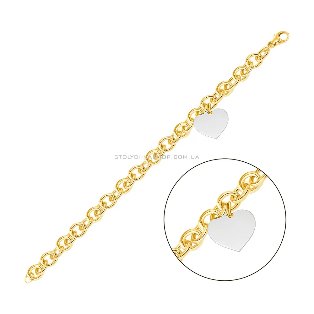 Браслет з сердечком з жовтого золота (арт. 324863жбП1) - цена