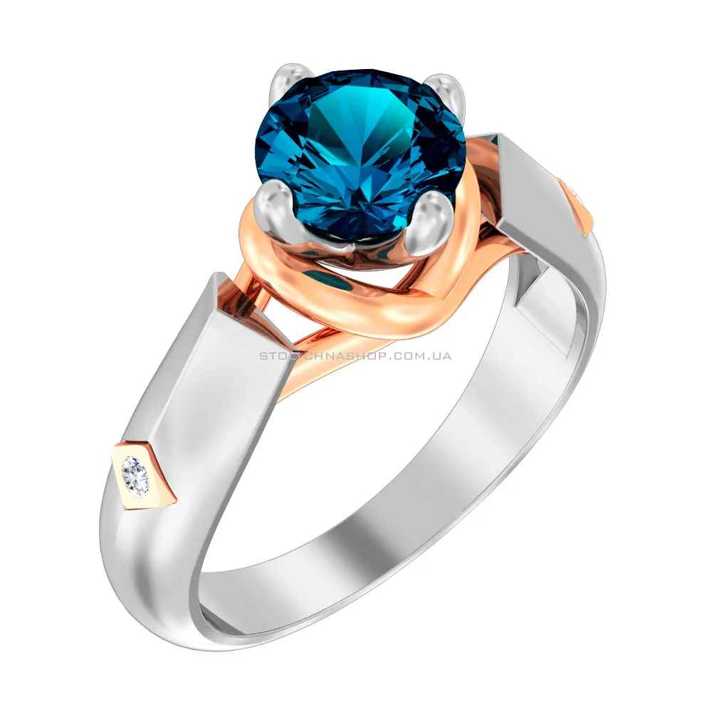 Золотое кольцо с топазом и фианитами Blue Ocean (арт. 140748Пбл) - цена
