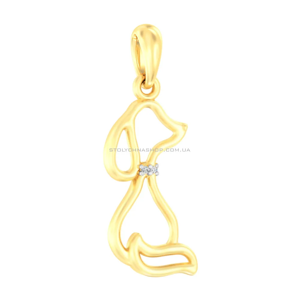 Золотая подвеска «Собачка» с фианитами (арт. 440612ж) - цена