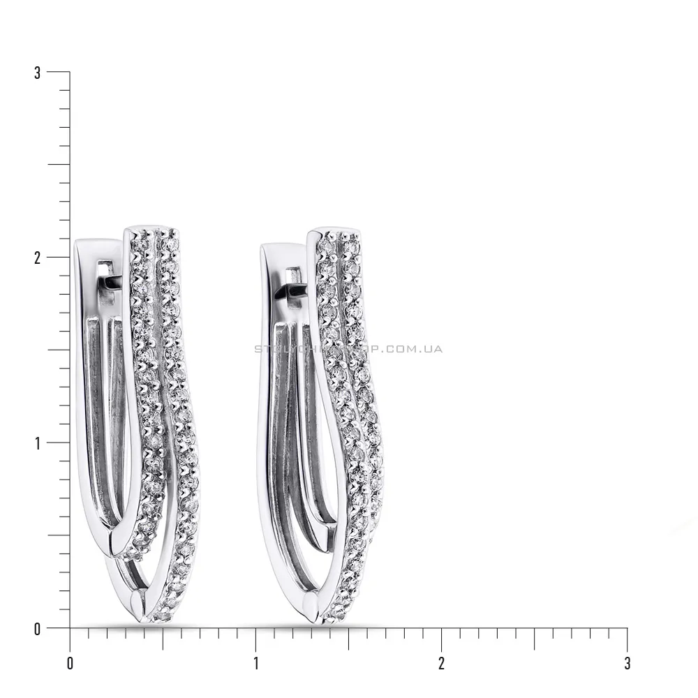Срібні сережки з доріжками з фіанітів (арт. 7502/21008р) - 2 - цена
