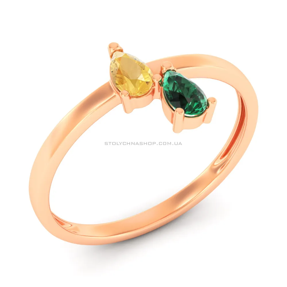 Золотое кольцо с кварцем и цитрином (арт. 141234Пцз) - цена