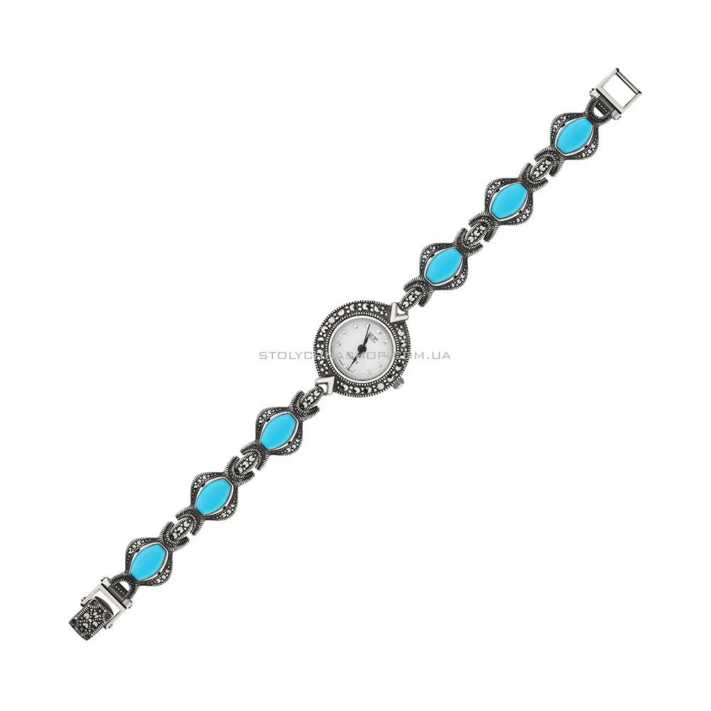 Срібний годинник з бірюзою (арт. 7426/061мркБ) - цена