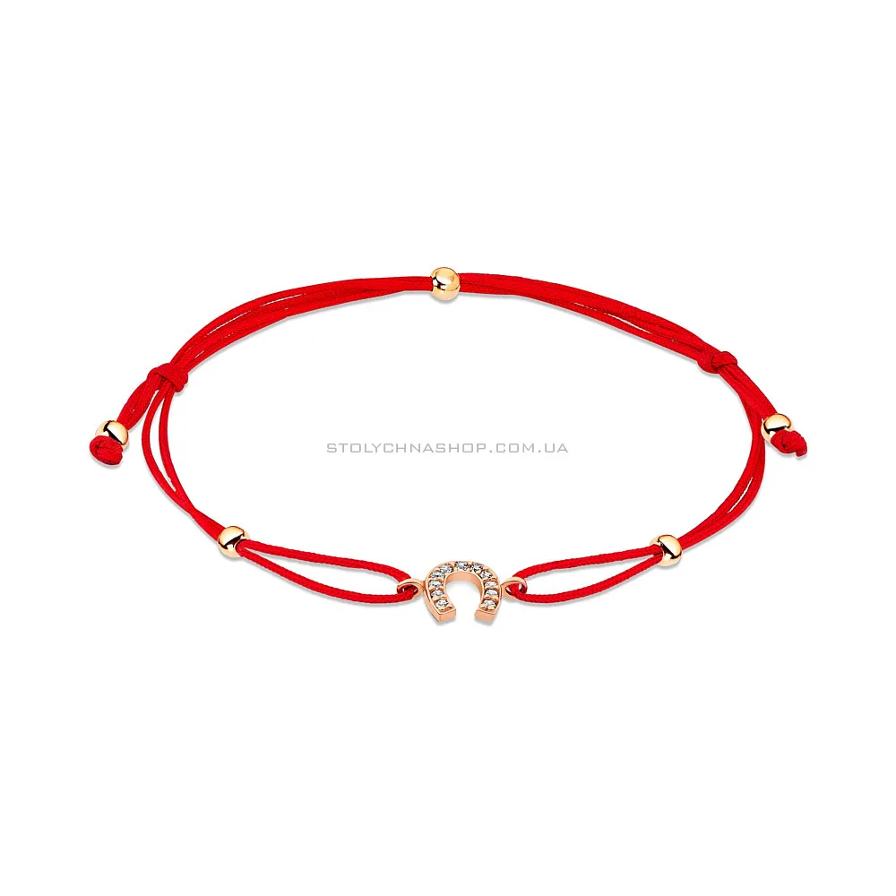 Браслет з червоної шовкової нитки з золотими вставками  (арт. 323571) - цена