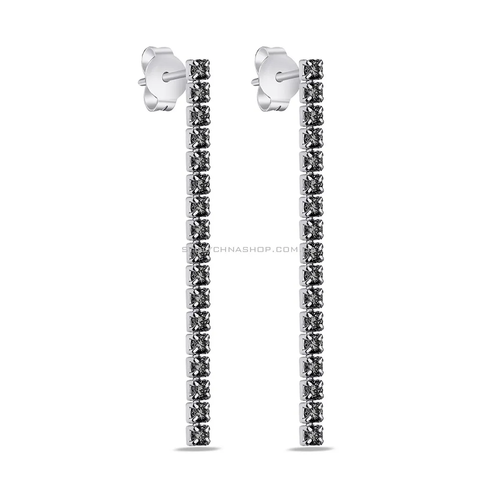 Срібні сережки пусети з фіанітами  (арт. 7518/6483/1ч) - цена