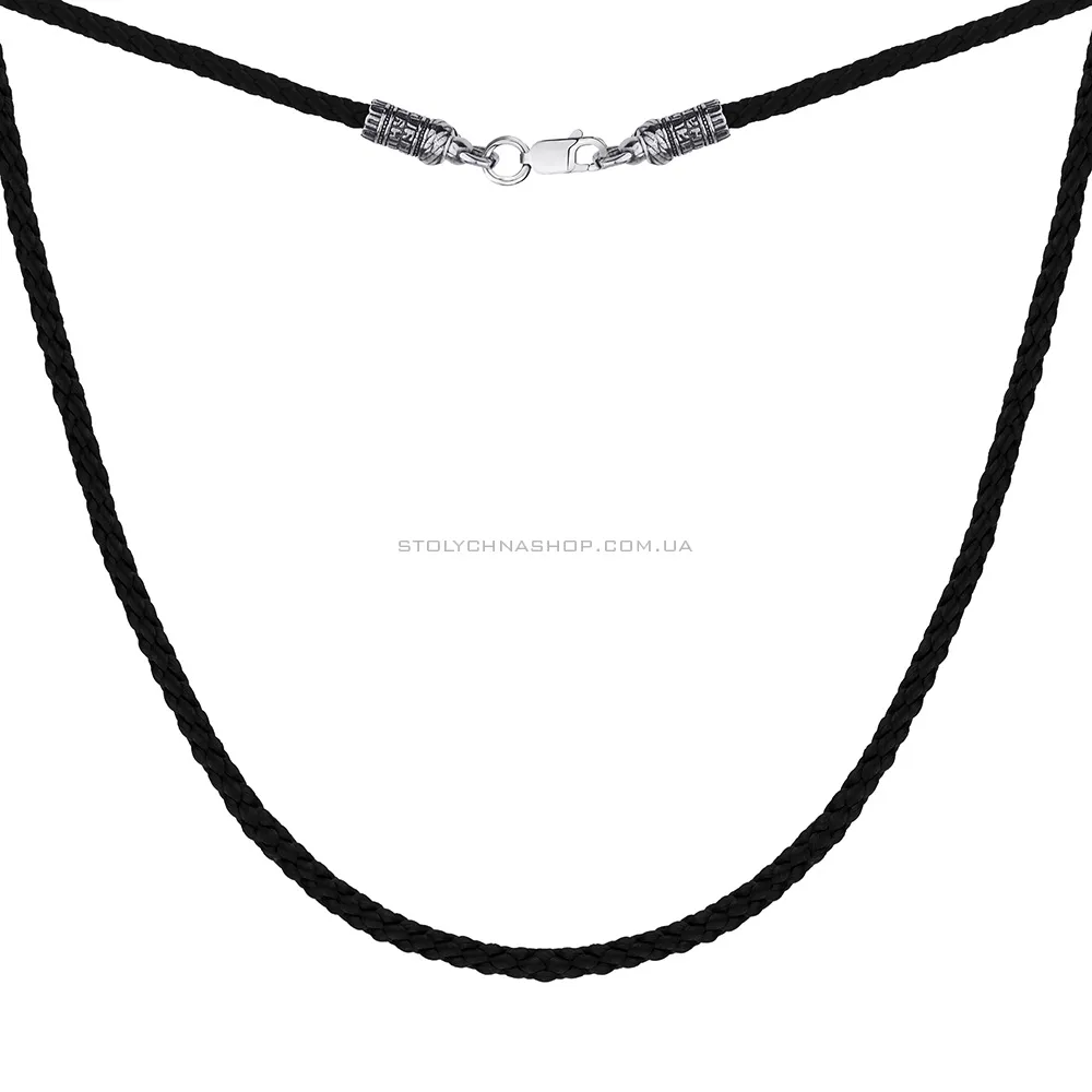 Ювелірний шнурок шовковий з замком зі срібла (арт. 7307/105.040-ч) - цена
