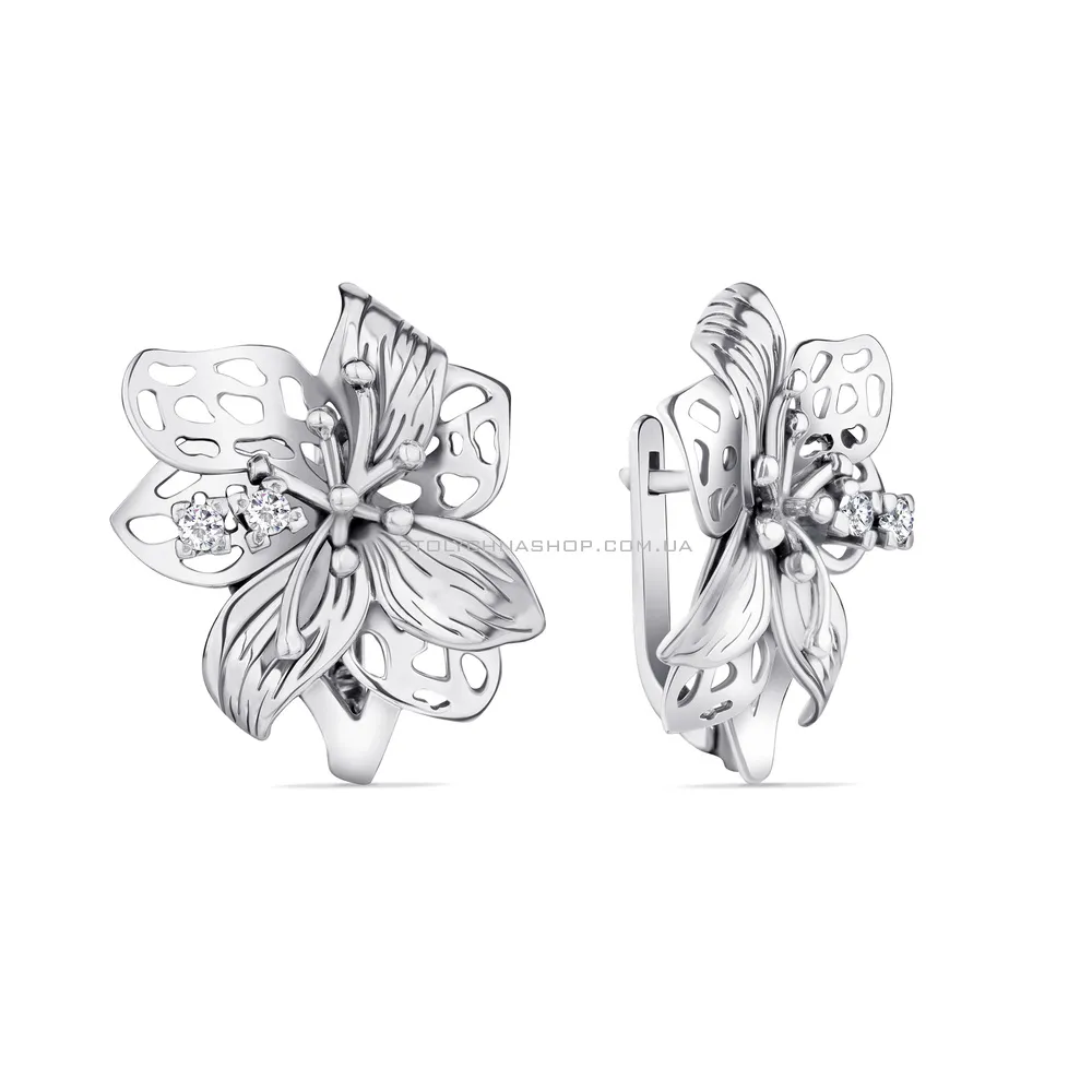Сережки срібні «Квіти» з фіанітами (арт. 7902/1113082) - цена