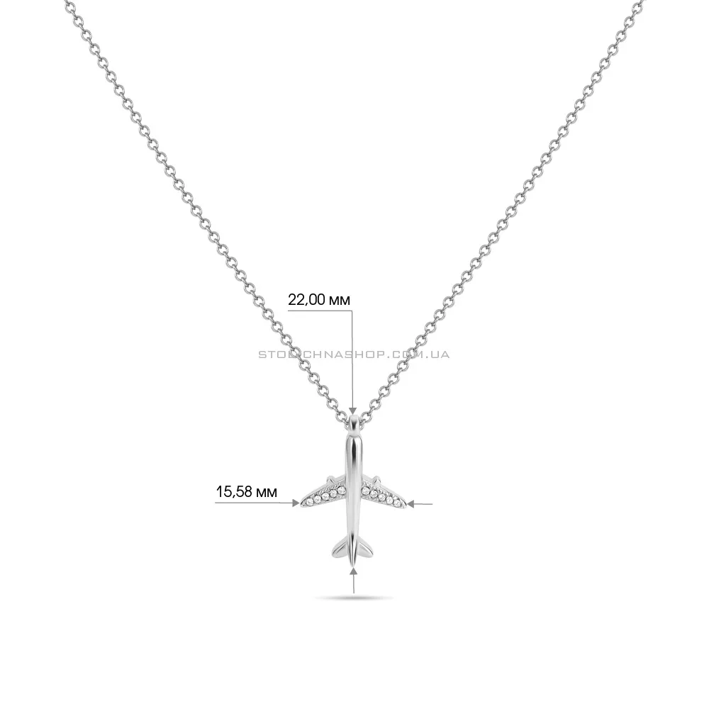 Срібне кольє «Літак» з фіанітами (арт. 7507/938) - 3 - цена