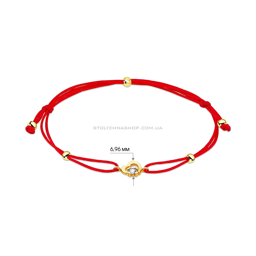 Браслет з червоної шовкової нитки з золотими вставками  (арт. 323050ж) - 2 - цена
