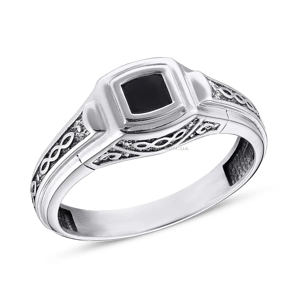Срібний перстень з оніксом (арт. 7906/1334о) - цена