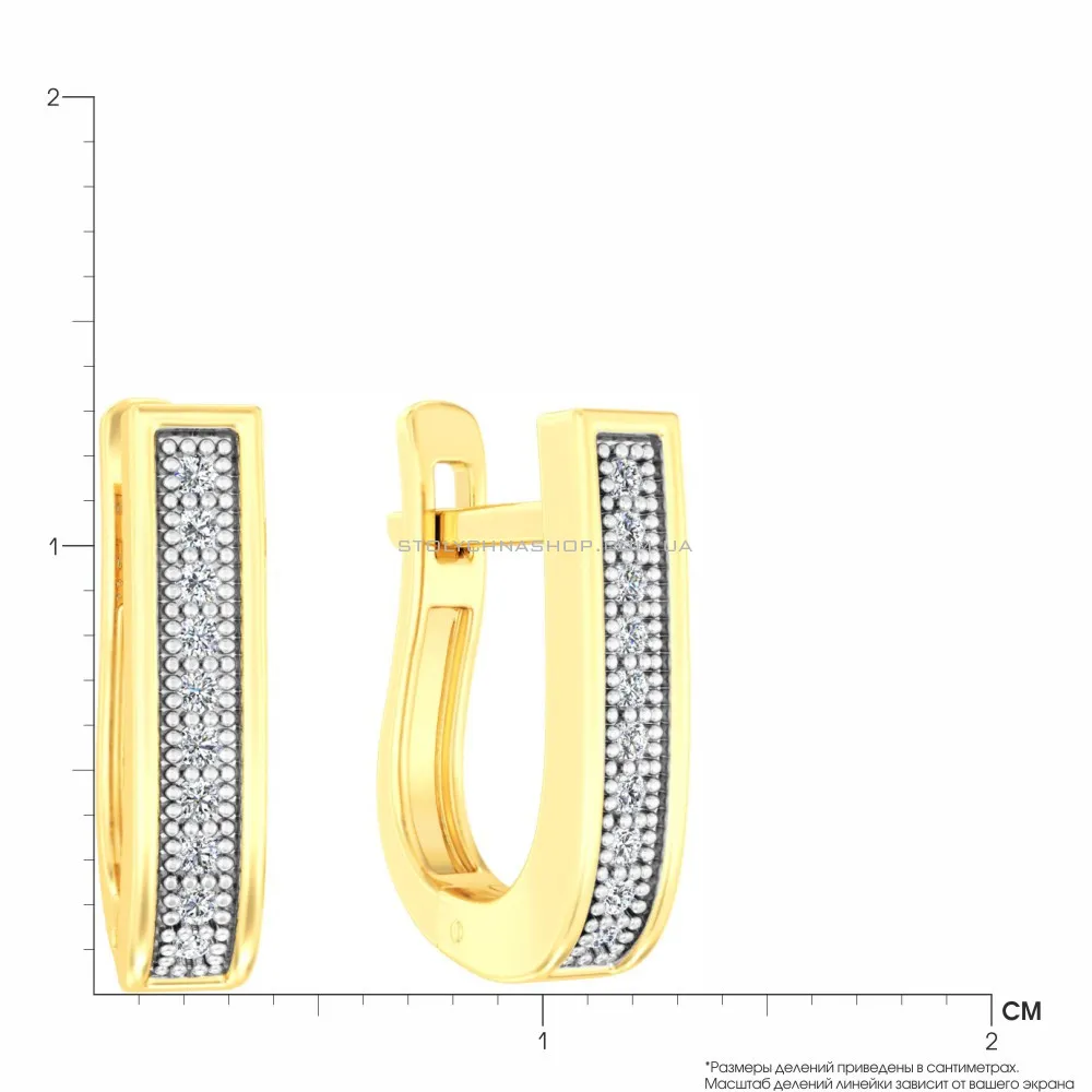 Золоті сережки з фіанітами (арт. 110339ж) - 2 - цена