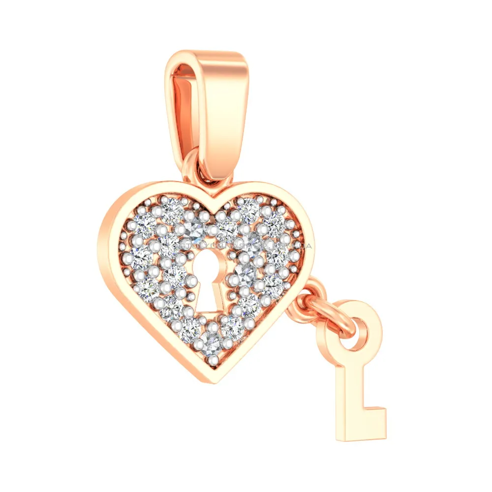 Золота підвіска «Ключ від серця» з фіанітами (арт. 440484) - цена
