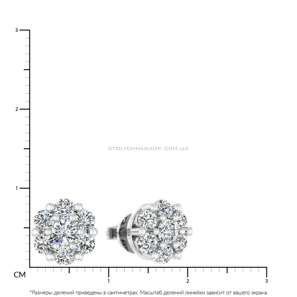 Золоті сережки-пусети з діамантами  (арт. Т011442120б) - 2 - цена
