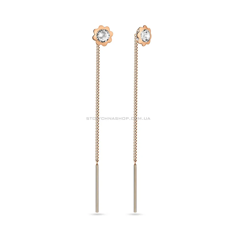 Сережки-протяжки з золота з фіанітами (арт. 106457) - цена