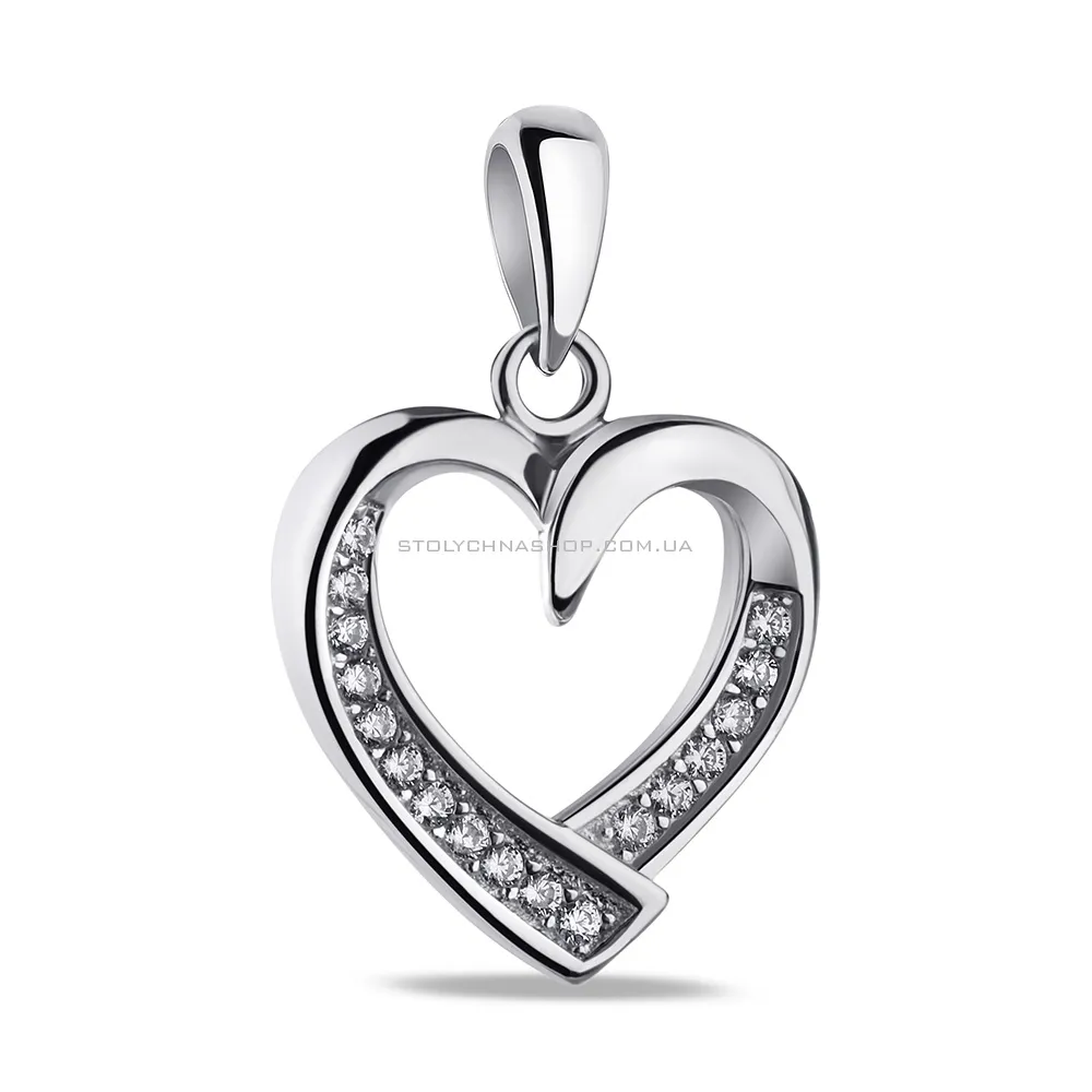 Срібний підвіс Серце з фіанітами  (арт. 7503/4018) - цена