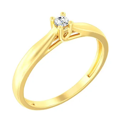 Помолвочное кольцо из желтого золота с бриллиантом  (арт. К011004005ж)