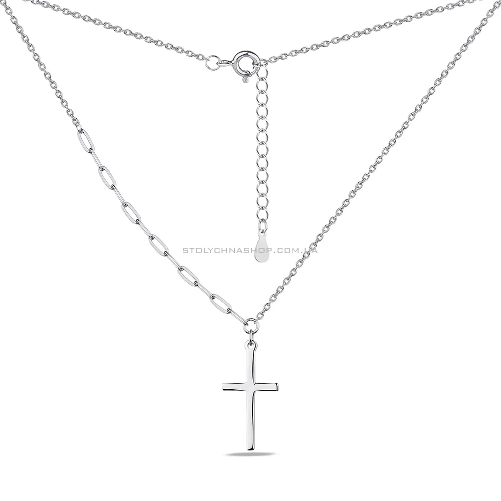Срібне кольє Хрестик без каменів (арт. 7507/1960)