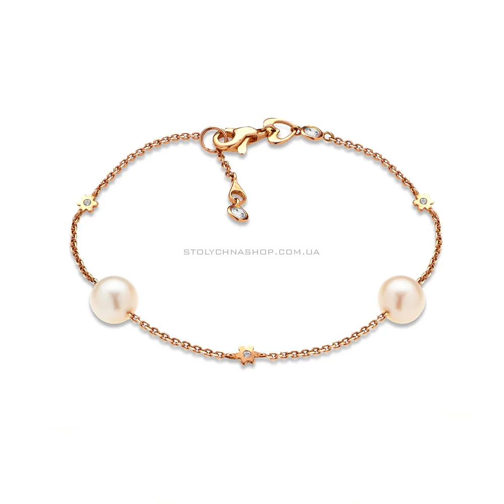 Золотий браслет з перлами і фіанітами (арт. 322164прлб) - цена