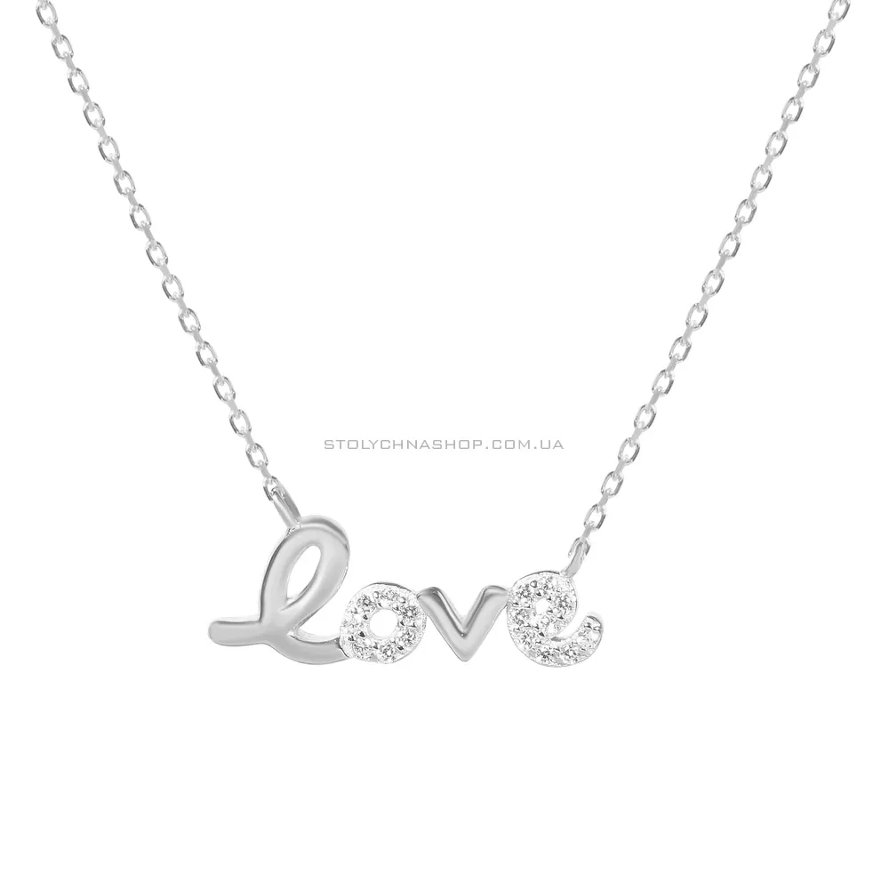Срібне кольє "Love" з фіанітами (арт. 7507/1014) - цена