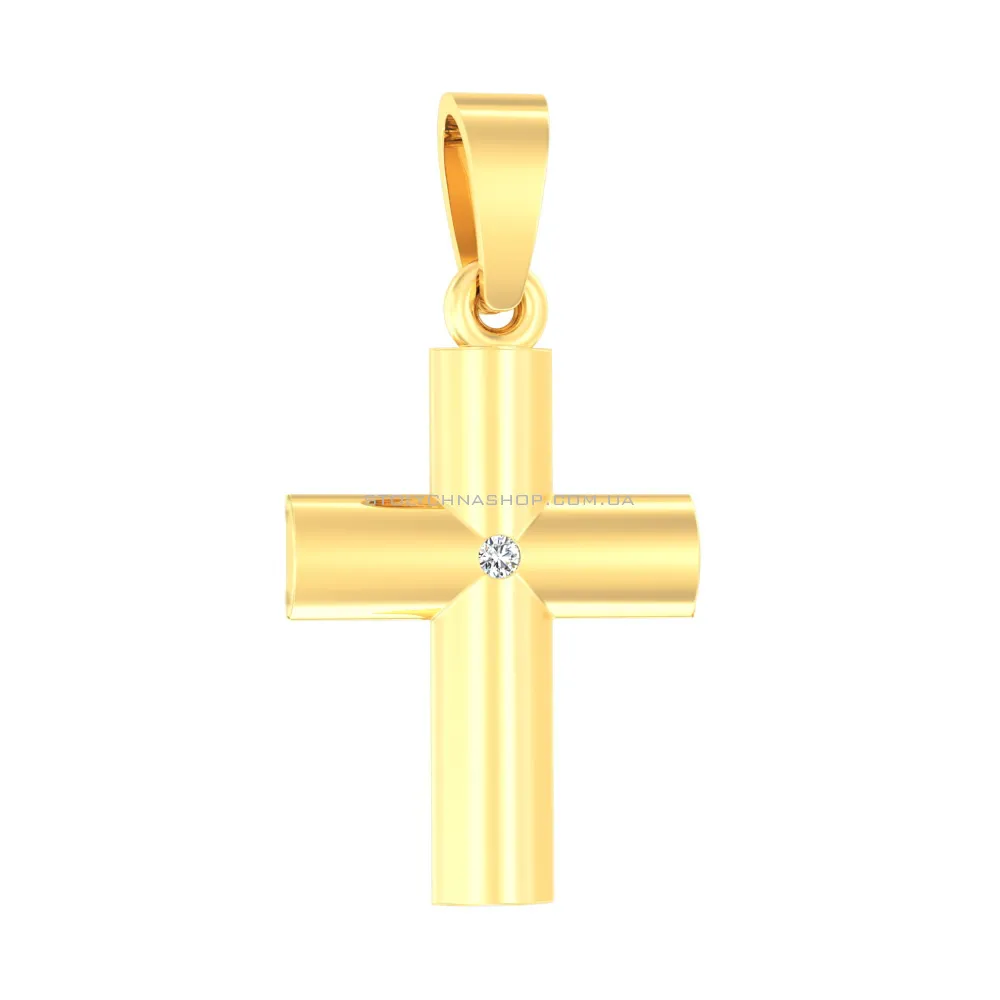 Золота підвіска-хрестик з фіанітом (арт. 440561ж) - цена