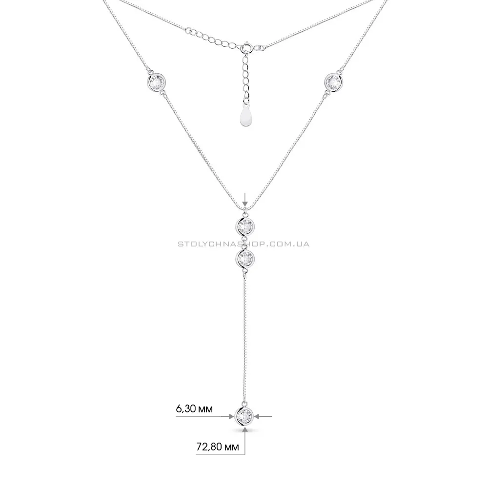 Срібне кольє-краватка з фіанітами Trendy Style (арт. 7507/1333) - 3 - цена
