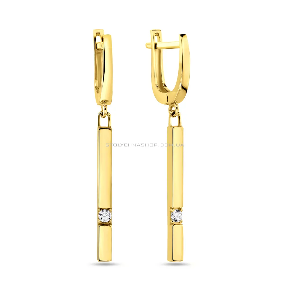 Довгі золоті сережки з фіанітами  (арт. 108368ж) - цена