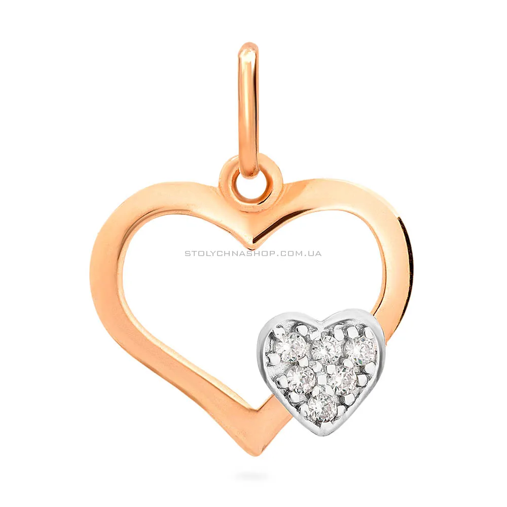 Золота підвіска «Серце» з фіанітами (арт. 421373) - цена