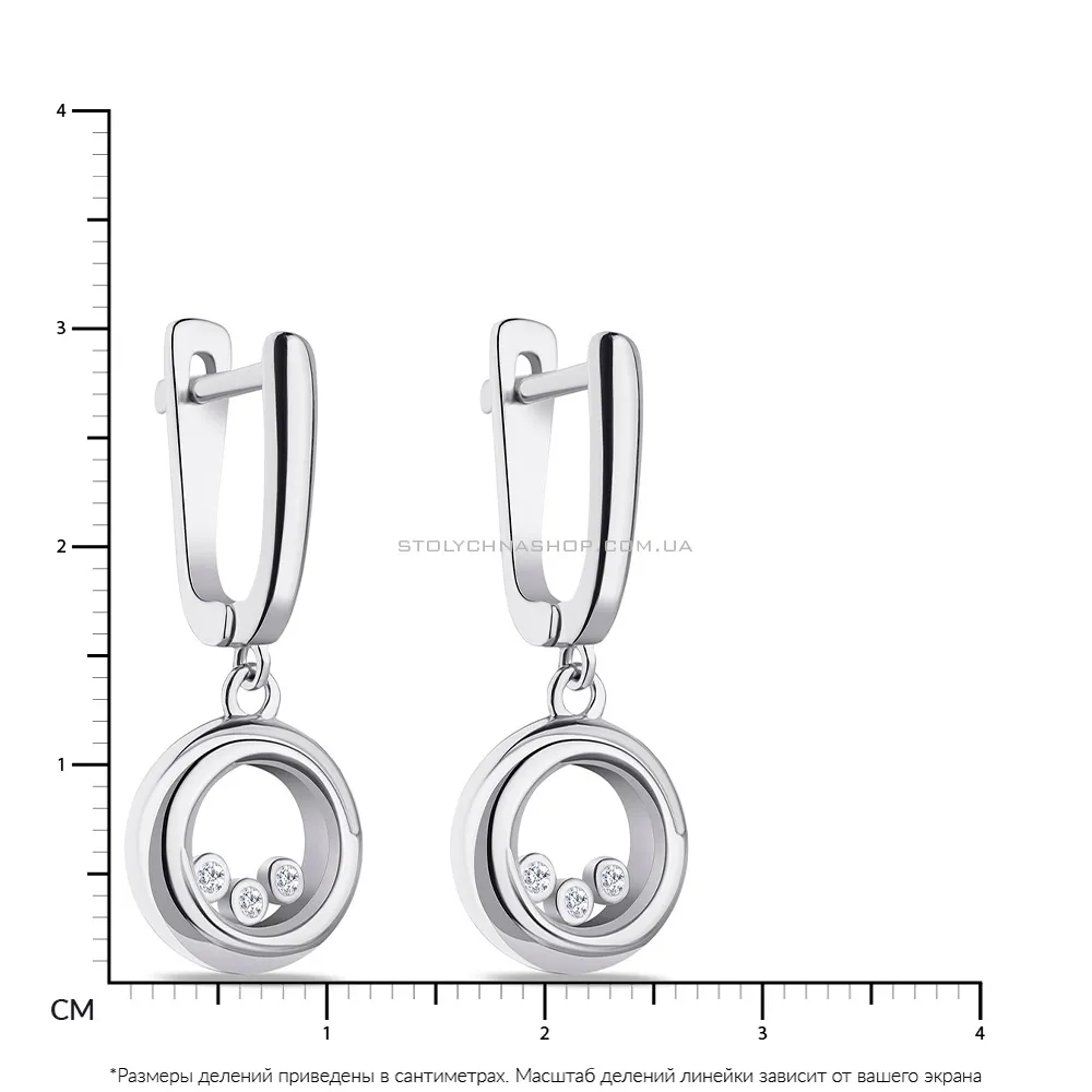 Сережки-підвіски срібні з фіанітами  (арт. 7502/4810) - 2 - цена