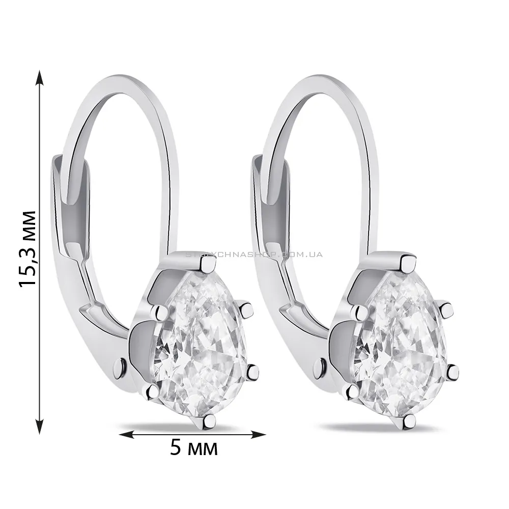 Срібні сережки з фіанітами (арт. 7502/9070) - 2 - цена