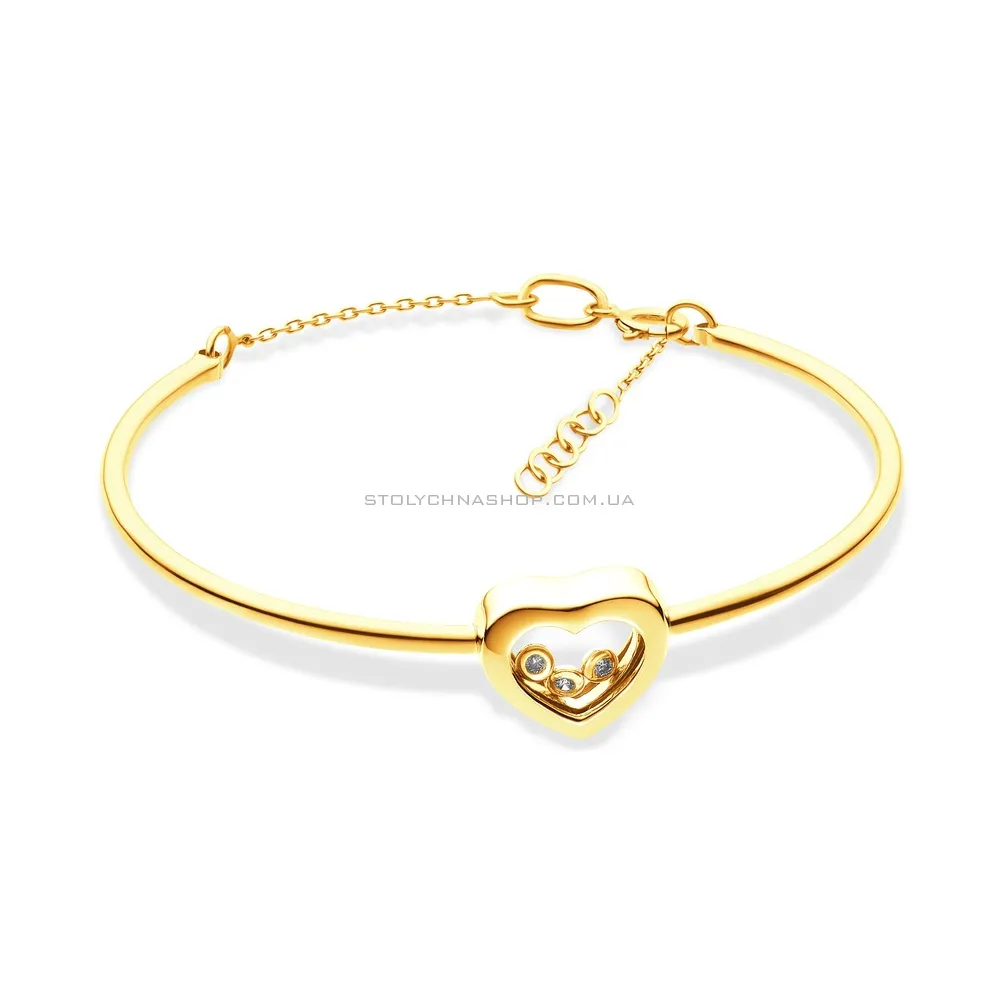 Золотий браслет «Серце» з фіанітами (арт. 323438ж) - цена