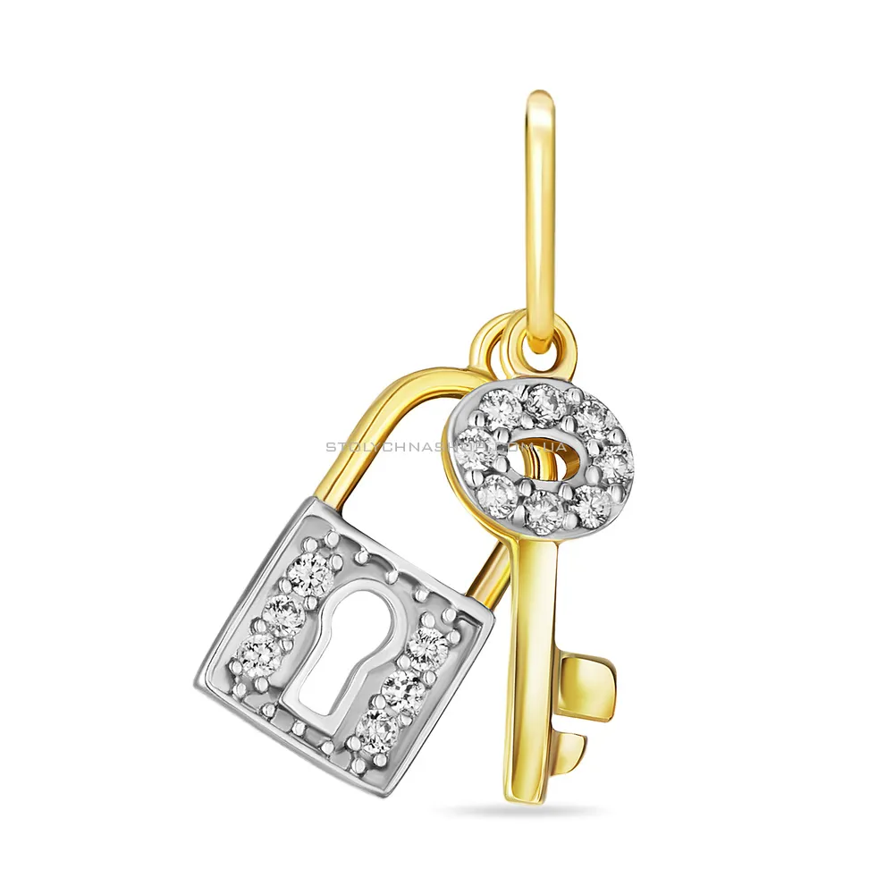 Кулон золотий «Ключик з замочком» з фіанітами (арт. 422400ж) - цена