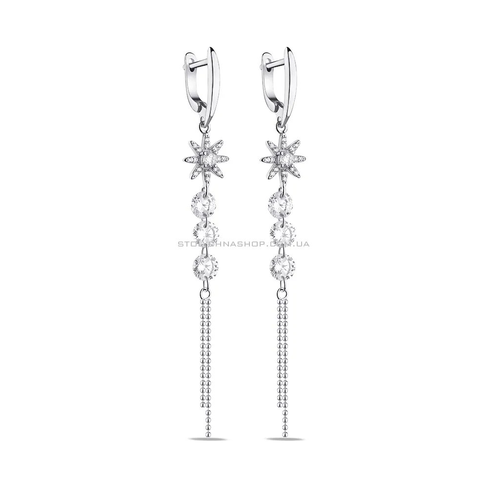 Срібні сережки-підвіски з фіанітами (арт. 7502/9022) - цена