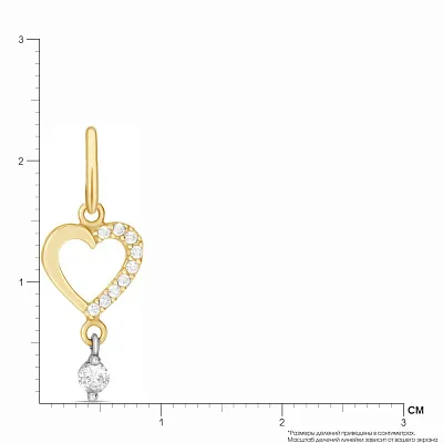 Підвіска золота «Серце» з фіанітами (арт. 422179ж)