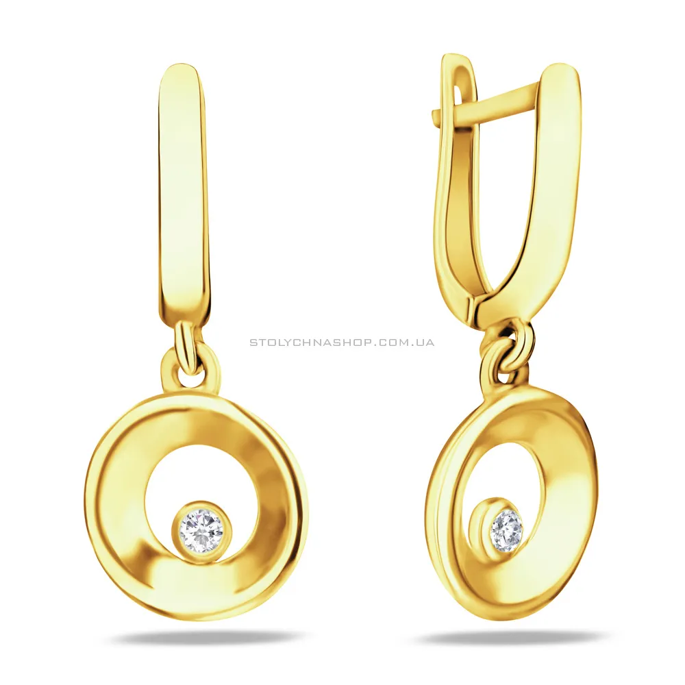 Золоті сережки-підвіски з фіанітами (арт. 106344ж) - цена