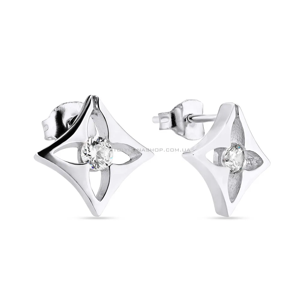 Срібні сережки пусети з фіанітами (арт. 7518/5326) - цена